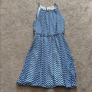 Chevron Patterned Blue Dress